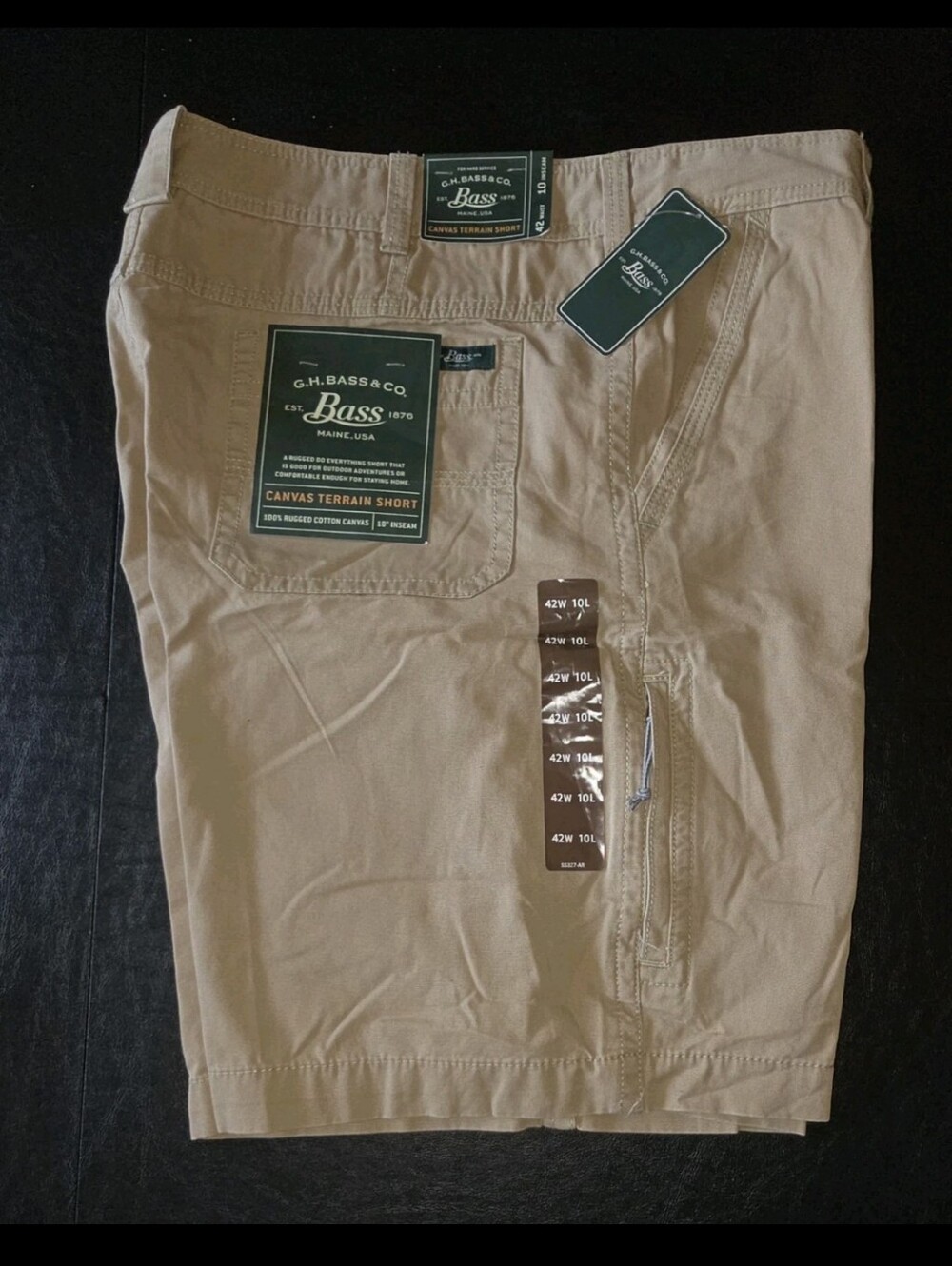 G.H. Bass Canvas Terrain Shorts Mens 42x10 Khaki Cotton Outdoor NWT